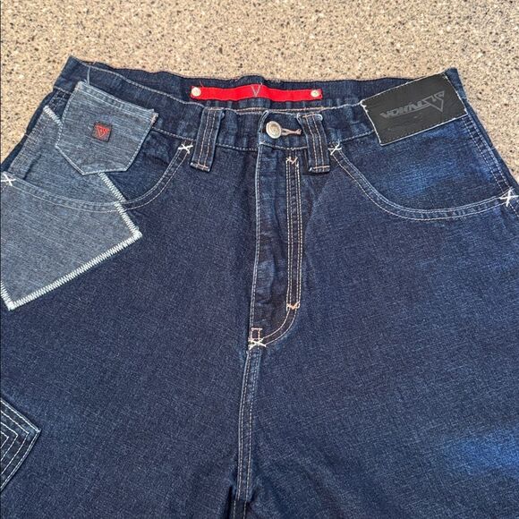 VOKAL By Nelly Y2K Baggy Hip Hop Denim Patchwork Jorts - Picture 7 of 13
